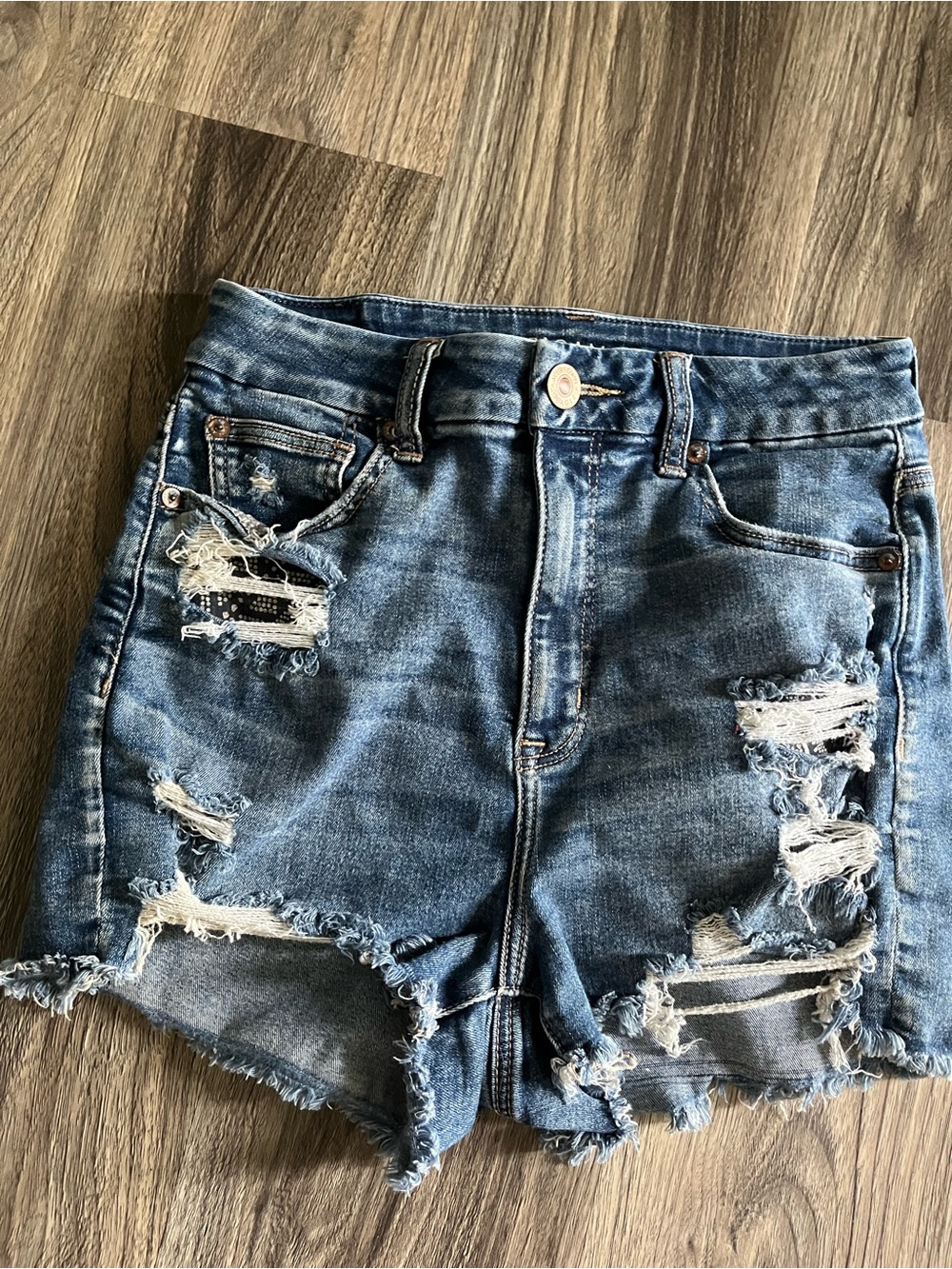 American Eagle Outfitters Distressed Denim Jean Shorts - Blue